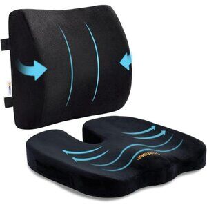 SAIREIDER Seat Cushion and Lumbar Support Pillow for Office Chair, Memory Foam